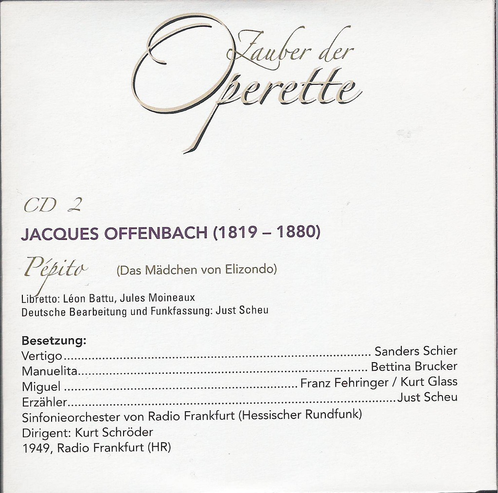 OPERETKA 2CD Offenbach -Regimentszauberer + Pepito