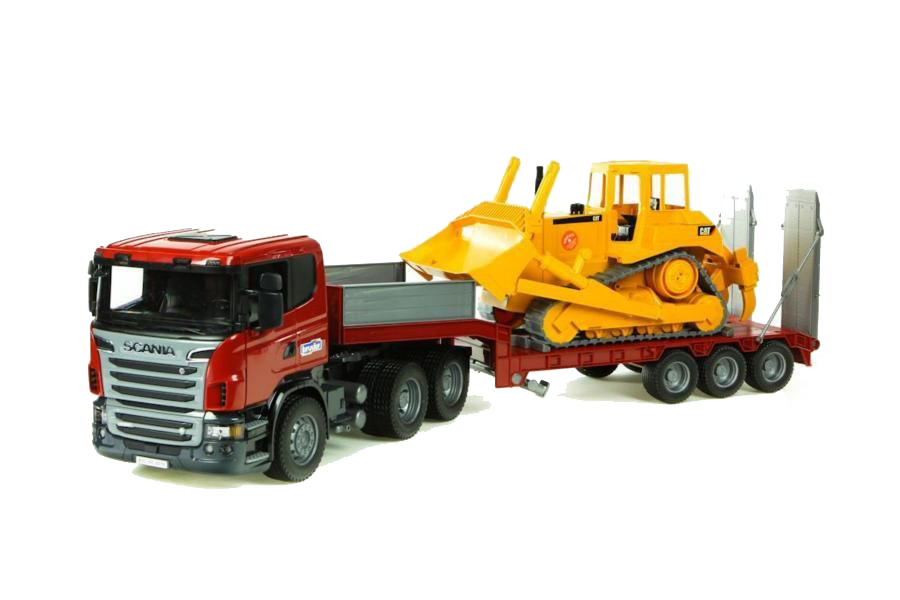 BRUDER 03555 SCANIA LAWETA BULDOŻER