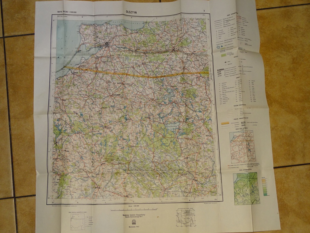 MAPA OLSZTYN WIG 1947 GIŻYCKO MŁAWA PRZASNYSZ