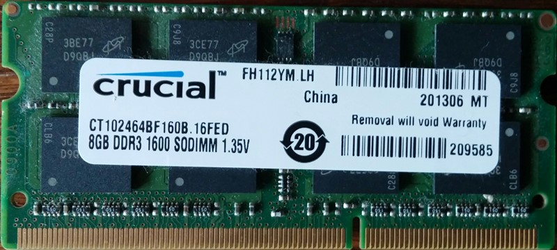 8GB DDR3 1600 CRUCIAL