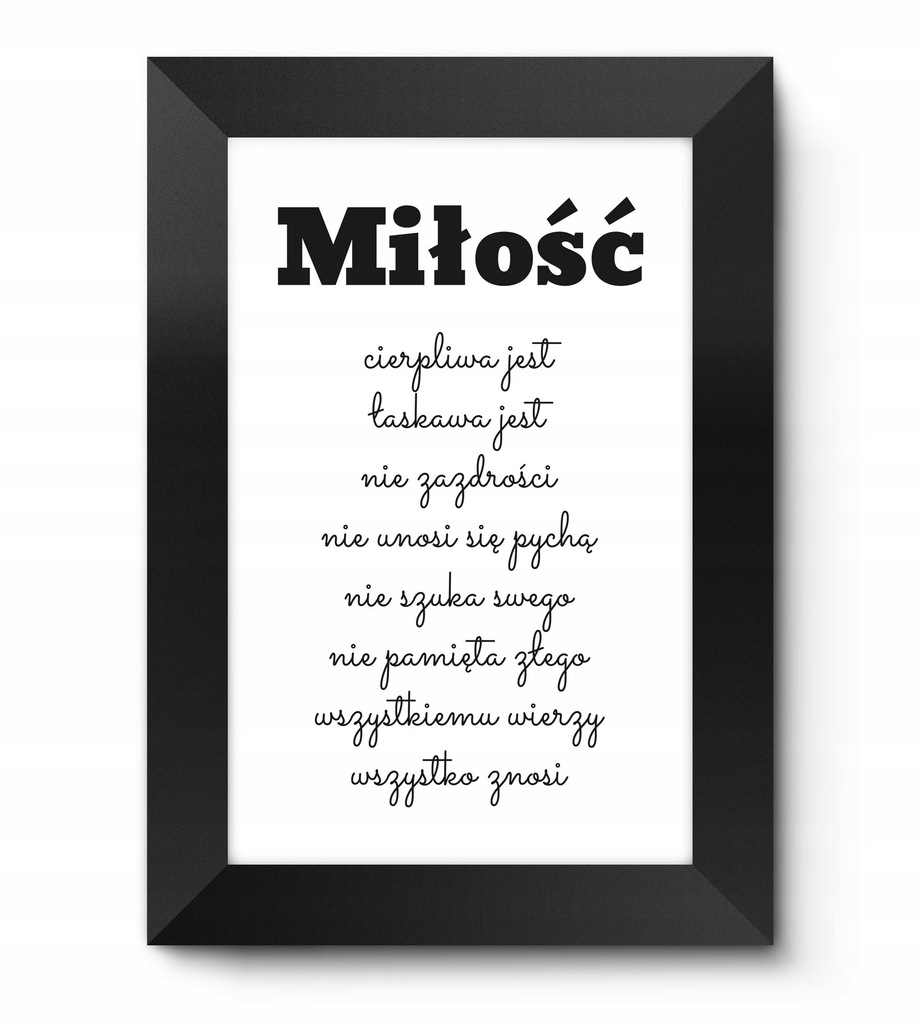 Obraz z napisem MIŁOŚĆ CIERPLIWA JEST