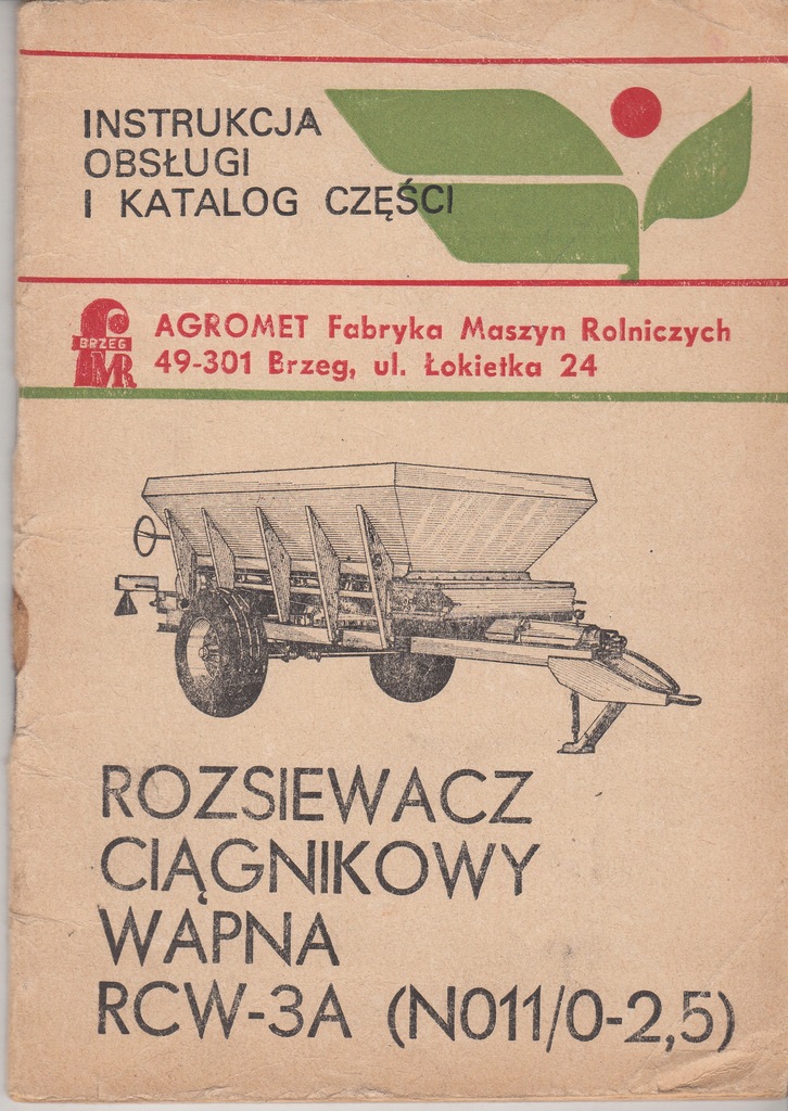 Rozsiewacz ciągnikowy wapna RCW-3A Instrukcja