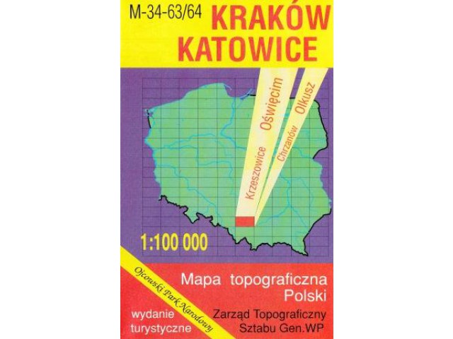 KRAKÓW KATOWICE mapa topograficzna 1:100T  WZKart