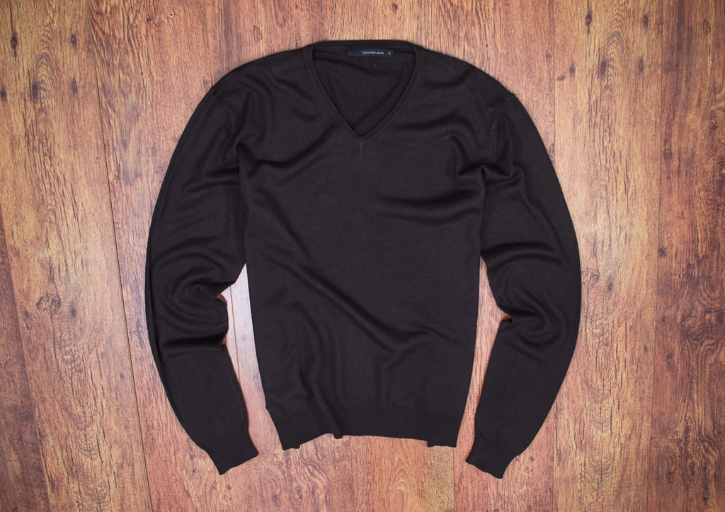 Wełniany sweter CALVIN KLEIN brązowy – L XL