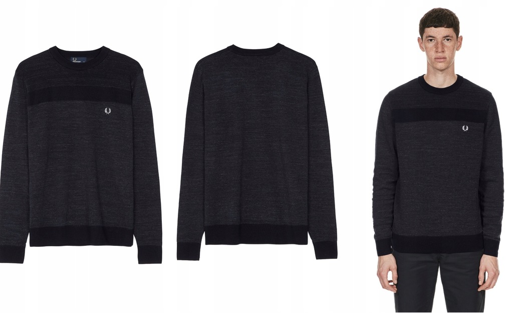 FRED PERRY GRAFITOWY SWETER__S
