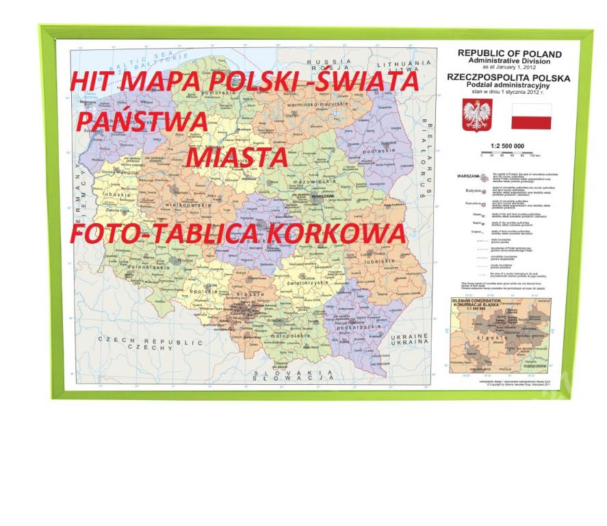 HIT MAPA POLSKI- ŚWIATA FOTO TABLICA KORKOWA
