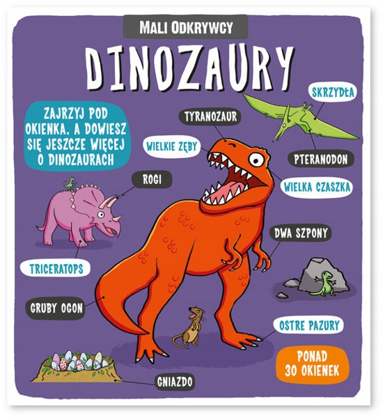 Mali Odkrywcy DINOZAURY Książka Z Okienkami WILGA