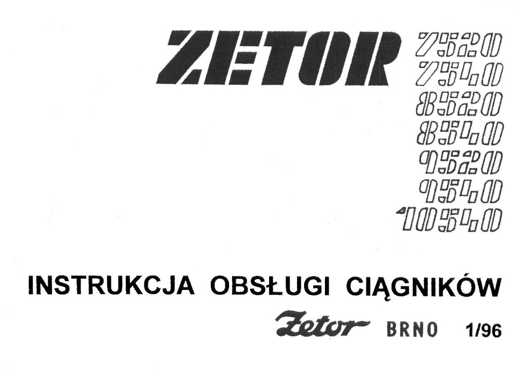 Instrukcja obsługi ZETOR 7520 7540 8520 8540
