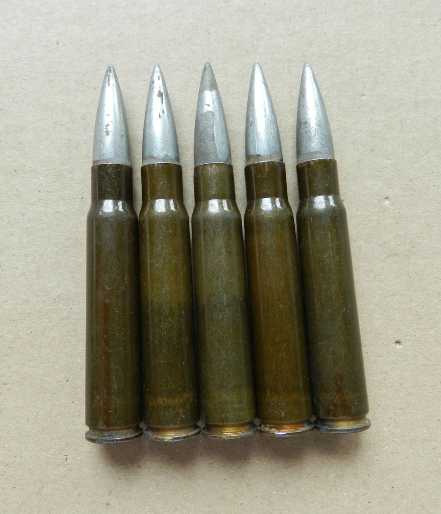 MAUSER 7,92 mm - NABOJE STALOWE 5 szt. dnf 1944 !