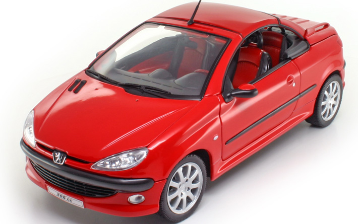 Welly 1:18 Peugeot 206cc czerwony PROMOCJA - 7055647549