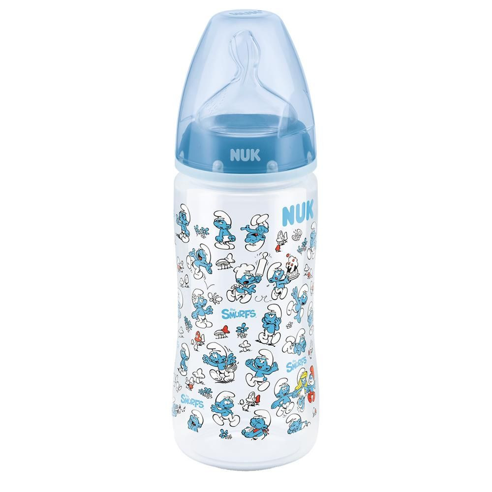 NUK BUTELKA 300ML SMERFY SMOCZEK SILIKON 6-18 MSC