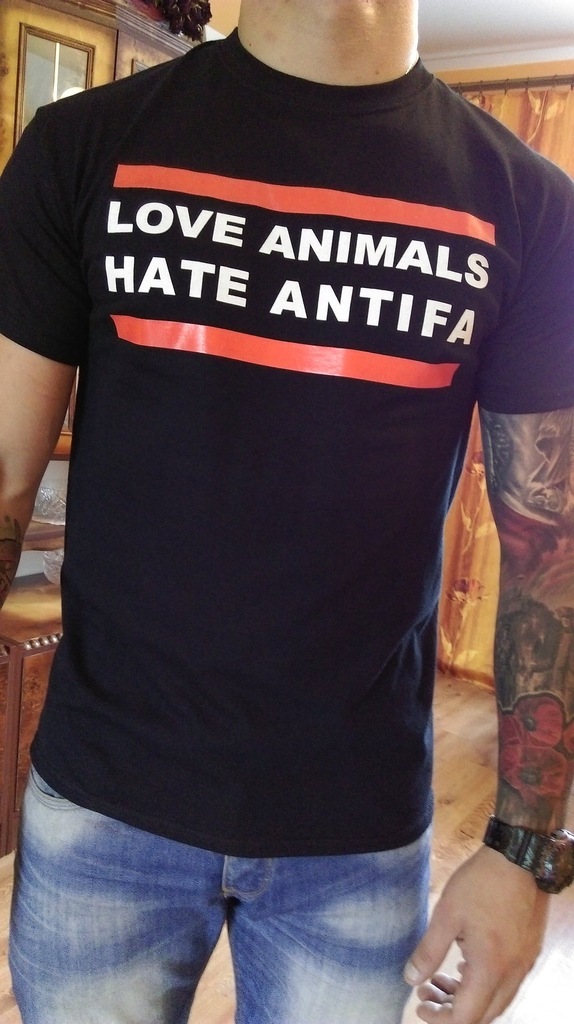 KOSZULKI LOVE ANIMALS HATE ANTIFA SKINHEAD OI L