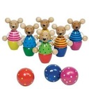 Деревянная игрушка-мышка для боулинга для детей Goki 3+