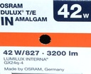 OSRAM KOMPAKTNÁ ŽIARIVKA GX24q-4 42W/827 Kód výrobcu 10774