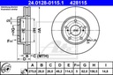 2× ATE 24.0128-0115.1 DISQUE DE FREIN + ATE 13.0460-5891.2 COMPLET DE SABOTS DE FREIN HAMULCOWYCH, FREINS TARCZOWE photo 2 - milautoparts-fr.ukrlive.com