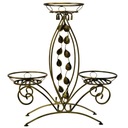 Kwietnik metaloplastyka 90 cm metal złoty 3 kwiaty duży stojak do salonu