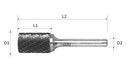 Rotačný pilník HM fréza na kov ZYA valcová 12x25x70mm Karbid spekaný EAN (GTIN) 5902135460030