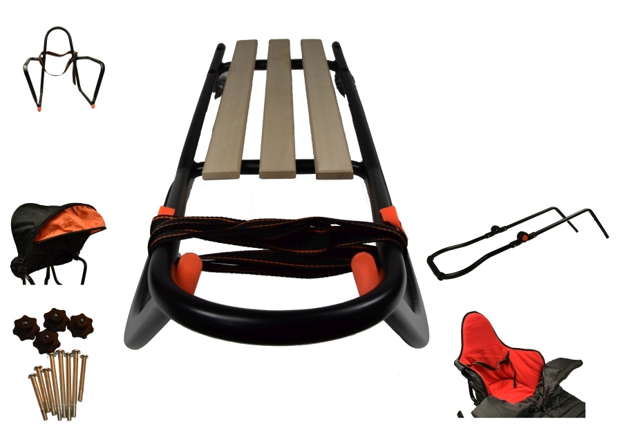 DUŻE SANKI Z PCHACZEM OPARCIEM ŚPIWORKIEM I BUDKĄ