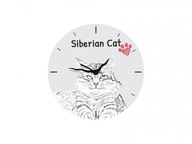 Sibírska mačka Stojace hodiny s grafikou, MDF