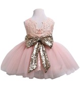 Suknia piekna dla dziewczynki róż balowa na wesele tiul TUTU sukienka 86 92