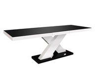 Rozkladací stôl XENON čierny a biely Vysoký LESK HUB