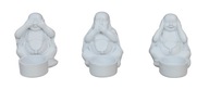 SVIETNIK na tealighty Buddha biely 10cm 3 ks škandinávsky set