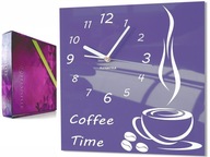 Nástenné sklenené hodiny COFFEE TIME do kuchyne Milka
