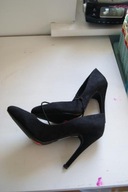 SZPILKI zamszowe 36 CZARNE klasyczne SZPILE 5 ZL