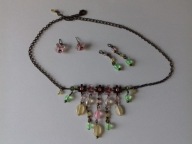 Zestaw biżuterii naszyjnik kolczyki kwiatki Avon