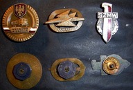 Odznaki SZMW + WOSF brąz + Wzorowy Kierowca brąz