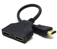Rozdzielacz męski HDMI Datex na 2 porty żeńskie HDMI czarny