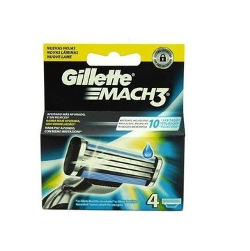 GILLETTE MACH3 3 ЛЕЗВИЯ КАРТРИДЖИ ДЛЯ СТАНКИ 4 ШТ.