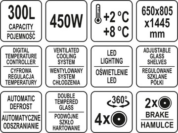 WITRYNA SZAFA CHŁODNICZA CHŁODZIARKA 300L LED KOŁA