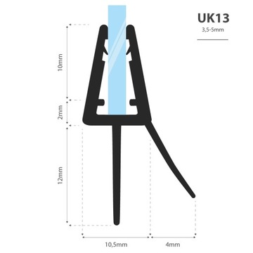 Уплотнитель для душевой кабины 60см 3,5 5 мм UK13