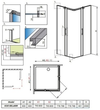 RADAWAY ESPERA KDD 80x80 ПРОЗРАЧНАЯ кабина