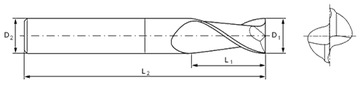 Твердосплавная фреза VHM 2p 2мм хвостовик 4мм TiAlN 50HRC CNC