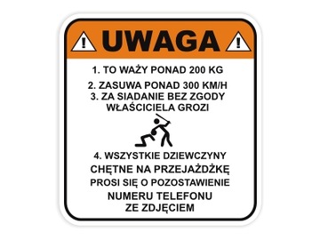 Наклейка на мотоцикл, мотоцикл, скутер ВНИМАНИЕ