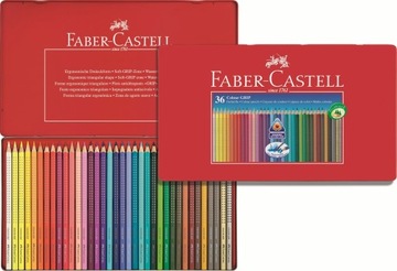 Мелки Faber Castell Grip, 36 цветов в металлической коробке.