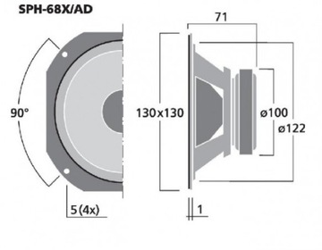 MONACOR SPH-68XAD ШИРОКОПОЛОСНЫЙ ДИНАМИК 130 мм