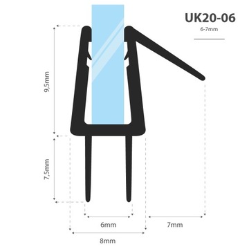 Уплотнитель для душевой кабины 70см 6 7 мм UK20