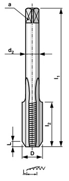 Gwintownik MF drobnozwojny M12 x 1,5 HSS DIN 2181