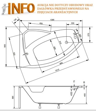 BESCO RIMA УГЛОВАЯ ВАННА 140x90 КОРПУС СИФОННЫХ НОЖЕК