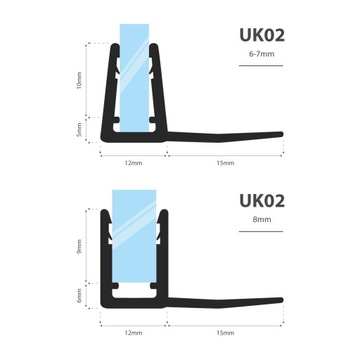 Уплотнитель для душевой кабины 70см 6 7 8 мм UK02