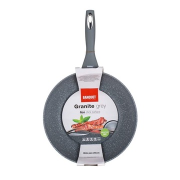 Patelnia głęboka WOK BANQUET GRANITE 28CM Grey