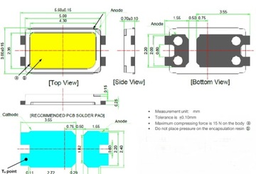 Fotodioda Dioda BIAŁA NEUTRALNA SMD SAMSUNG LED ___ [3szt]