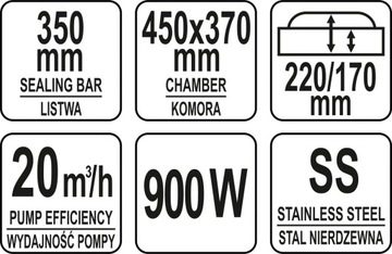 PAKOWARKA PRÓŻNIOWA KOMOROWA NASTAWNA LISTWA 350MM