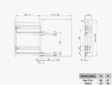 REJS CARGO ЛЕВАЯ СТОРОНА MULTI HETTICH 150/2 ОЦИНКОВАННАЯ