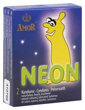 Светящиеся в темноте презервативы Amor Neon, 2 шт. Презервативы