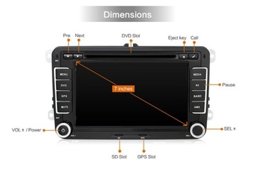 Магнитола 7 дюймов Android 12 VW GPS navi wifi Golf PL