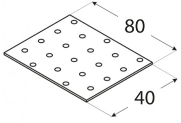 PP1 РАЗЪЕМ ПЛОСКИЙ ПЕРФОРИРОВАННАЯ ПЛАСТИНА 40х80 10шт.